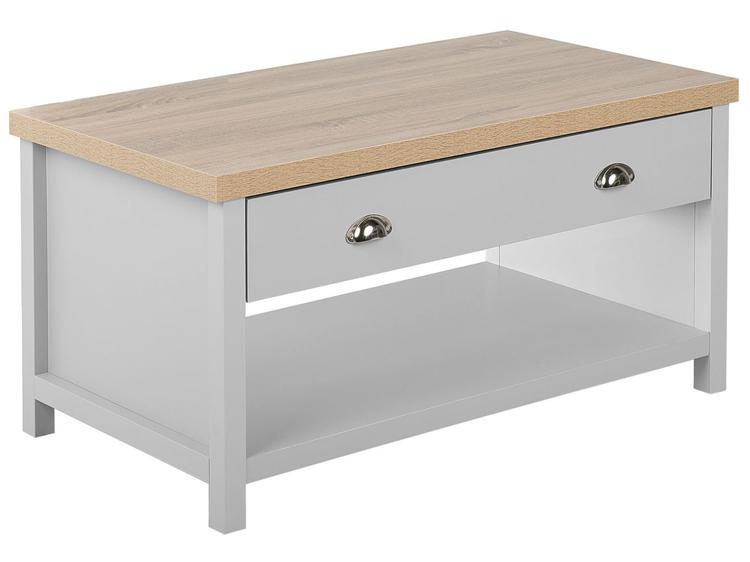 Table basse grise et bois clair clio