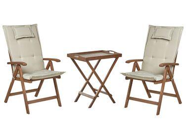 Ensemble pour bistro avec coussins amantea bois taupe Ensemble pour bistro avec coussins amantea bois taupe