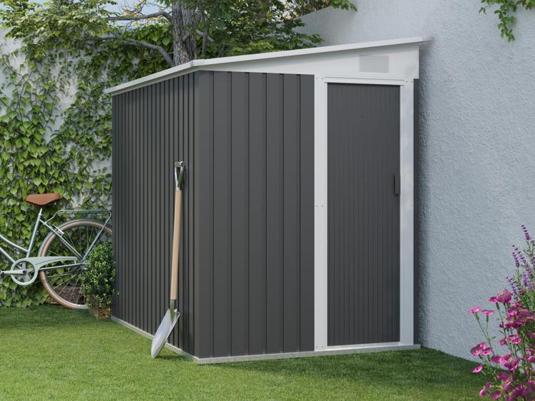 Abri de jardin métal adossé en acier galvanisé anthracite Abri de jardin métal adossé en acier galvanisé anthracite