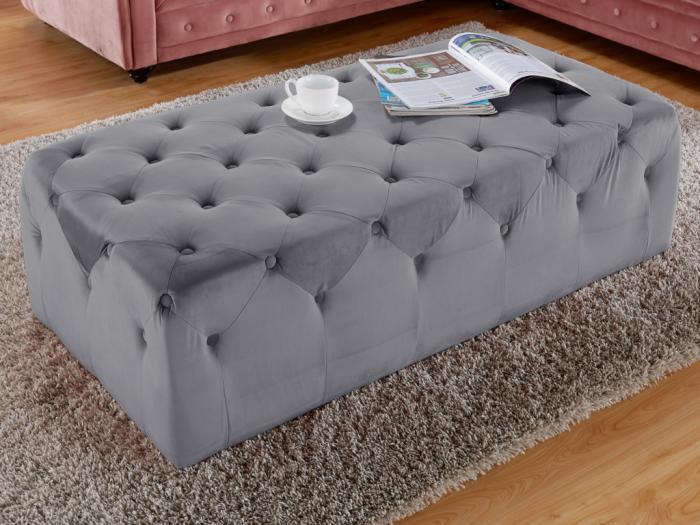 Banc charme vintage en tissu velours coloris gris malone Banc charme vintage en tissu velours coloris gris malone