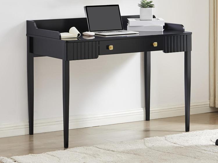 Bureau console avec 1 tiroir en mdf noir mat - renevi de