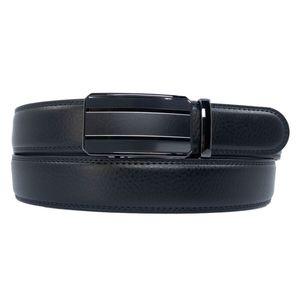 Ceinture automatique en croûte de cuir noir au design