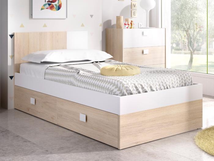 Lit enfant gigogne 2 x 90 x 190 cm coloris naturel et blanc