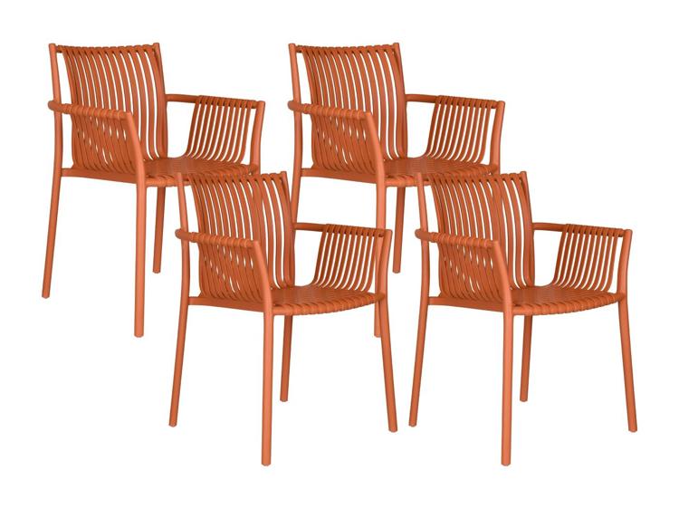Lot de 4 fauteuils de jardin empilables en polypropylène -