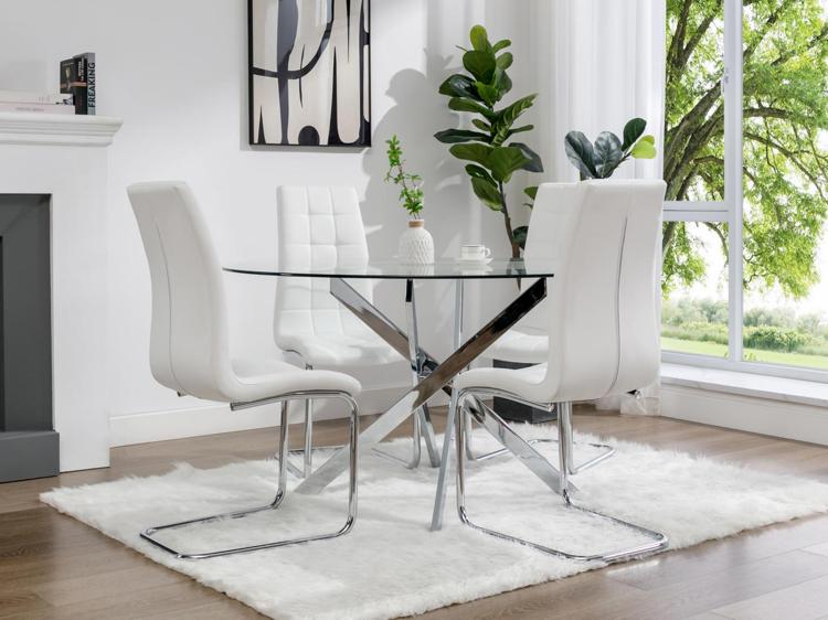 Lot de 6 chaises nadya - simili b'&' métal - coloris blanc Lot de 6 chaises nadya - simili b'&' métal - coloris blanc