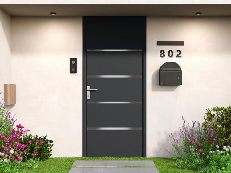 Porte d&#39;entrée en aluminium h218 x l96 cm anthracite -