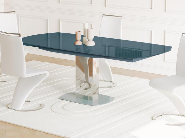 Table extensible talicia - verre trempé b'&' métal - gris Table extensible talicia - verre trempé b'&' métal - gris