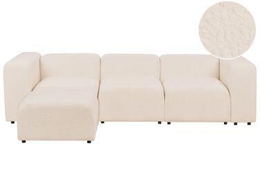 Canap/xc3/xa9 3 places avec ottoman en boucl/xc3/xa9 beige
