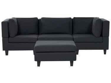 Canap/xc3/xa9 3 places avec ottoman en tissu noir unstad Canap/xc3/xa9 3 places avec ottoman en tissu noir unstad