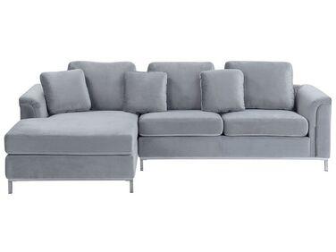 Canap/xc3/xa9 angle /xc3/xa0 droite 4 places en velours gris