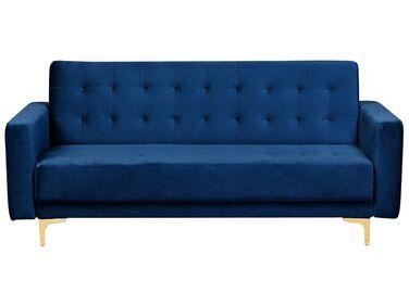 Canap/xc3/xa9 convertible 3 places en velours bleu marine Canap/xc3/xa9 convertible 3 places en velours bleu marine