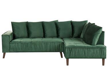 Canap/xc3/xa9 d/&#39;angle gauche en velours vert grena