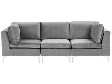 Canap/xc3/xa9 modulable 3 places en velours gris evja