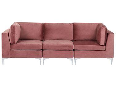 Canap/xc3/xa9 modulaire 3 places en velours rose evja