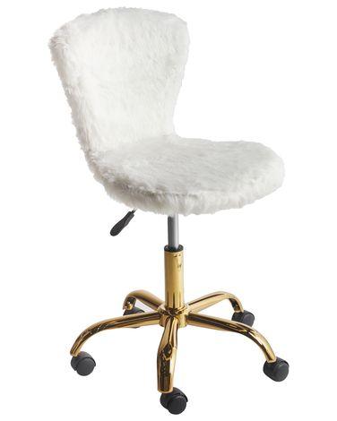 Chaise de bureau margate fourrure synth/xc3/xa9tique blanc