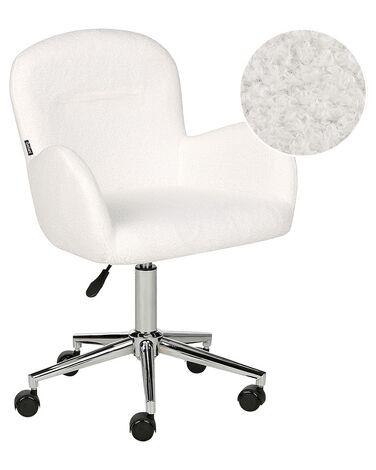 Chaise de bureau priddy boucl/xc3/xa9 blanc cass/xc3/xa9