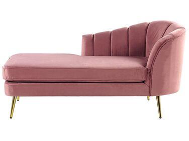 Chaise longue c/xc3/xb4t/xc3/xa9 droit en velours rose