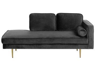 Chaise longue en velours noir c/xc3/xb4t/xc3/xa9 droit Chaise longue en velours noir c/xc3/xb4t/xc3/xa9 droit