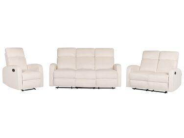 Ensemble de salon inclinable manuellement velours blanc