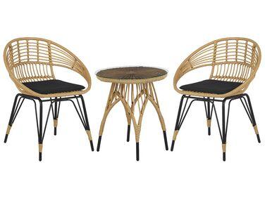 Ensemble pour bistro avec coussins pellaro noir