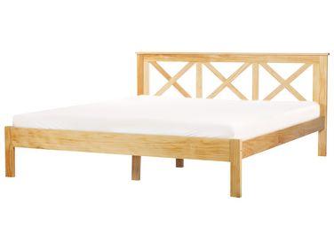 Lit avec sommier bois de pin tannay 180 x 200 cm marron