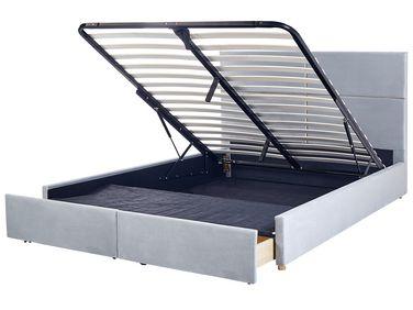 Lit ottoman velours vernoyes 180 x 200 cm gris clair