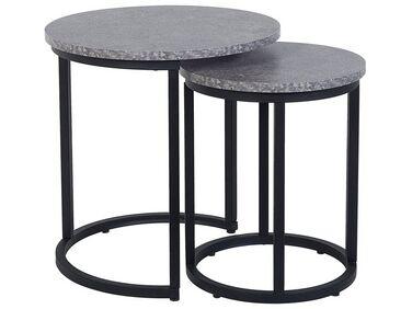 Lot de 2 tables appoint b/xc3/xa9ton/noires dixie