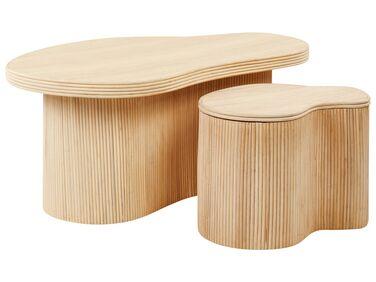 Lot de 2 tables basses en rotin naturel salanti