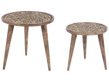 Lot de 2 tables d/'appoint en bois de manguier sombre ranja Lot de 2 tables d/'appoint en bois de manguier sombre ranja