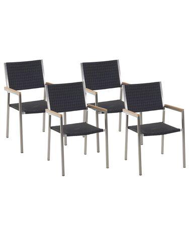 Lot de 4 chaises de jardin grosseto noir Lot de 4 chaises de jardin grosseto noir