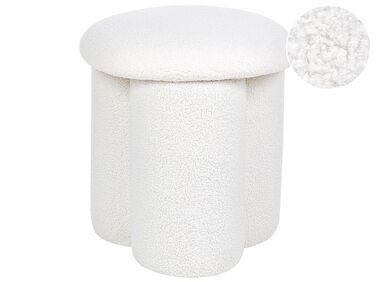Pouf en boucl/xc3/xa9 blanc carrington