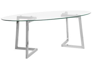 Table basse argent/xc3/xa9 et plateau en verre fresno