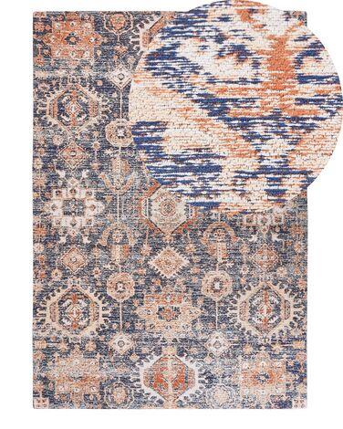 Tapis en coton 140 x 200 cm bleu et rouge kurin
