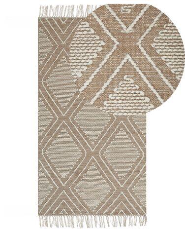 Tapis en coton 80 x 150 cm beige et blanc kacem Tapis en coton 80 x 150 cm beige et blanc kacem
