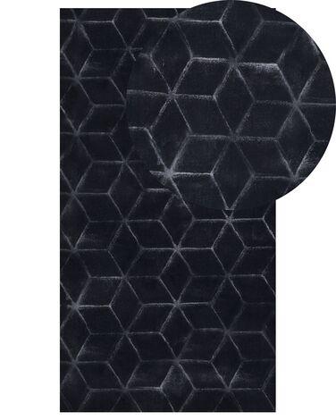 Tapis en fausse fourrure de lapin noir 80 x 150 cm thatta