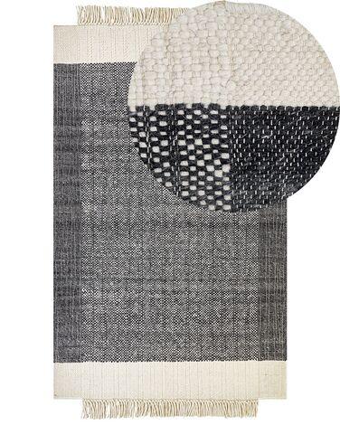 Tapis en laine blanc cass/xc3/xa9 et noir 160 x 230 cm Tapis en laine blanc cass/xc3/xa9 et noir 160 x 230 cm