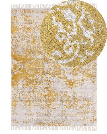 Tapis en viscose jaune et beige 140 x 200 cm boyali