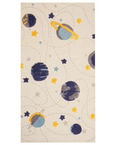 Tapis enfant imprim/xc3/xa9 galaxie en coton 80 x 150 cm