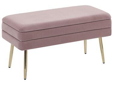 Bout de lit en velours rose avec rangement durham Bout de lit en velours rose avec rangement durham