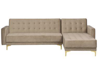Canap/xc3/xa9 angle gauche convertible en velours beige Canap/xc3/xa9 angle gauche convertible en velours beige