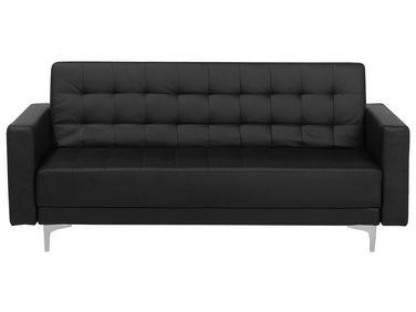 Canap/xc3/xa9 convertible 3 places en cuir pu noir aberdeen