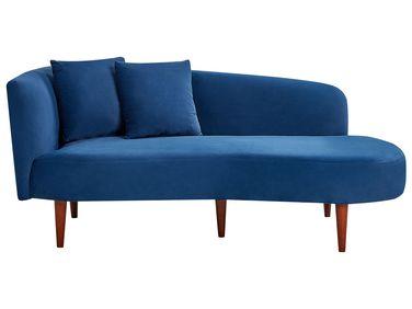 Chaise longue c/xc3/xb4t/xc3/xa9 gauche en velours bleu