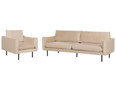 Ensemble de salon en velours beige vinterbro