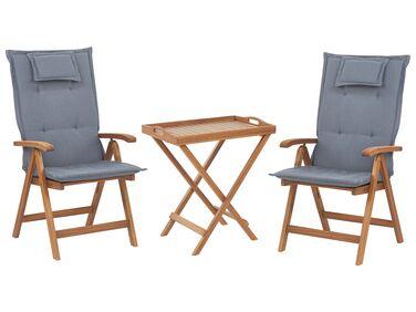 Ensemble pour bistro avec coussins pliant java bois bleu