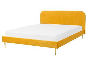 Lit avec sommier velours flayat 160 x 200 cm jaune
