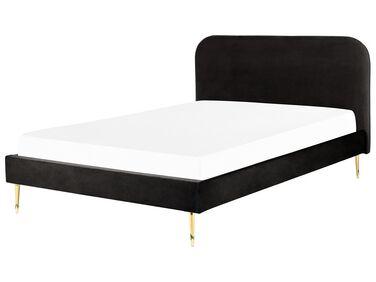 Lit avec sommier velours flayat 180 x 200 cm noir Lit avec sommier velours flayat 180 x 200 cm noir