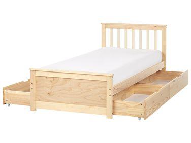 Lit avec tiroirs de rangement bois de pin olendon 90 x 200