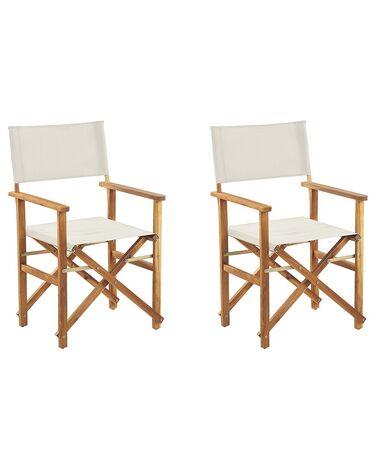 Lot de 2 chaises de jardin cine acacia blanc cass/xc3/xa9