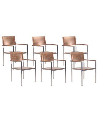 Lot de 6 chaises de jardin avec coussins viareggio marron Lot de 6 chaises de jardin avec coussins viareggio marron