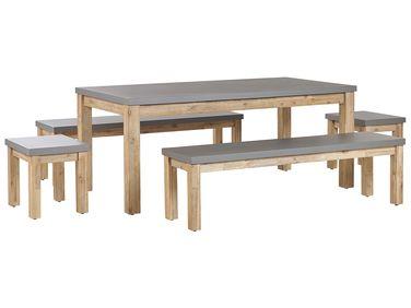 Salle /xc3/xa0 manger de jardin avec bancs et tabourets 8